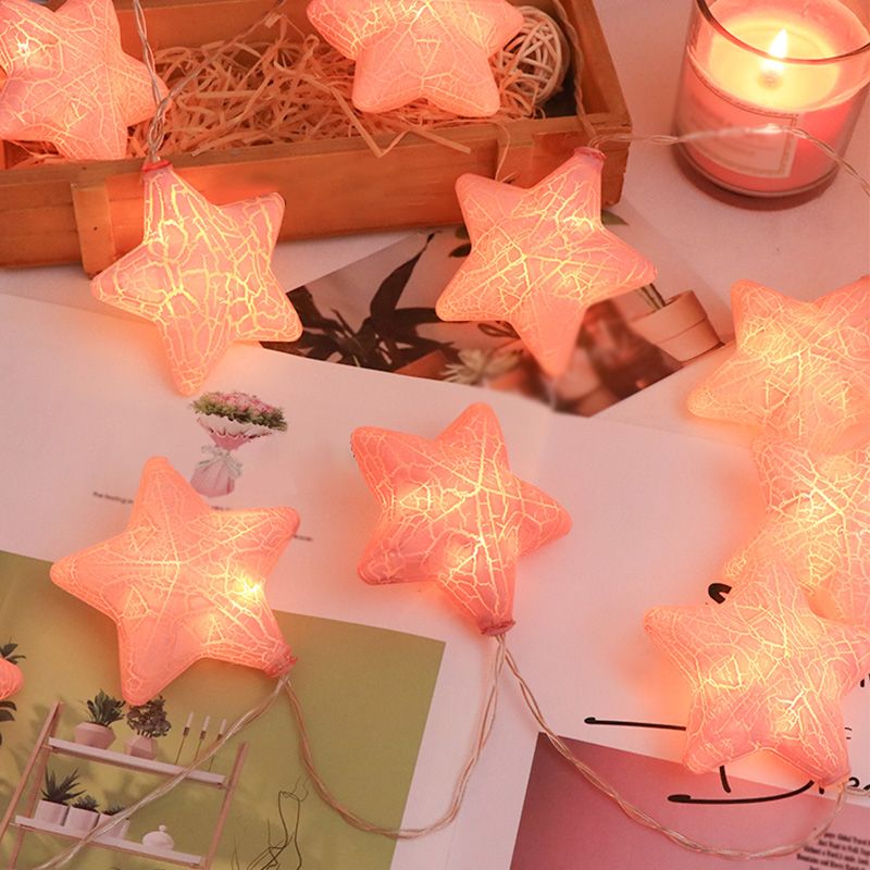 Artistic Crackle Star Shade LED Fairy Lamp Bedroom Battery Powered String Lighting