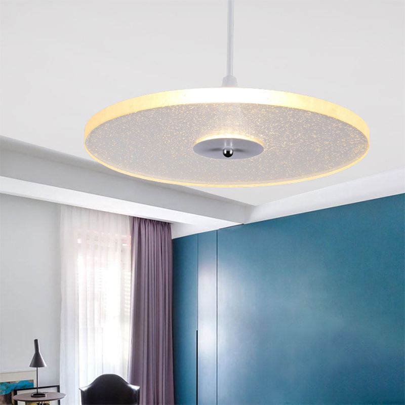 Éclairage pendentif rond de 12 "/ 16" de largeur Crystal moderne 1 LED LED LED BLANC PROSIDE POUR LE SOIR