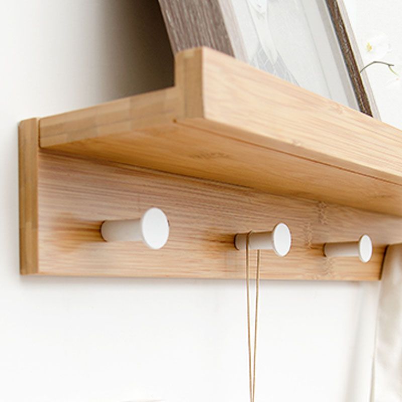 Modern Coat Hanger Wood Wall-Mounted with Shelves and Hooks Entryway Kit