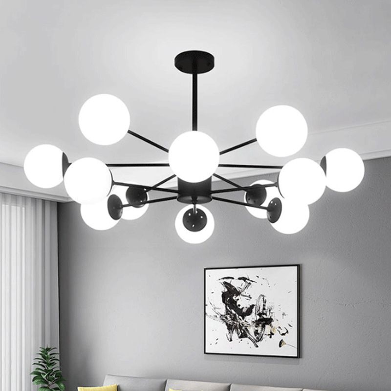 Modern Style Chandelier Light Fixture Globe Shape Glass Hanging Light for Bedroom