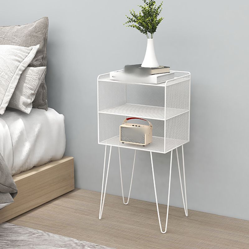 Metal Modern Nightstand Open Storage Shelves Included Bed Nightstand with Legs