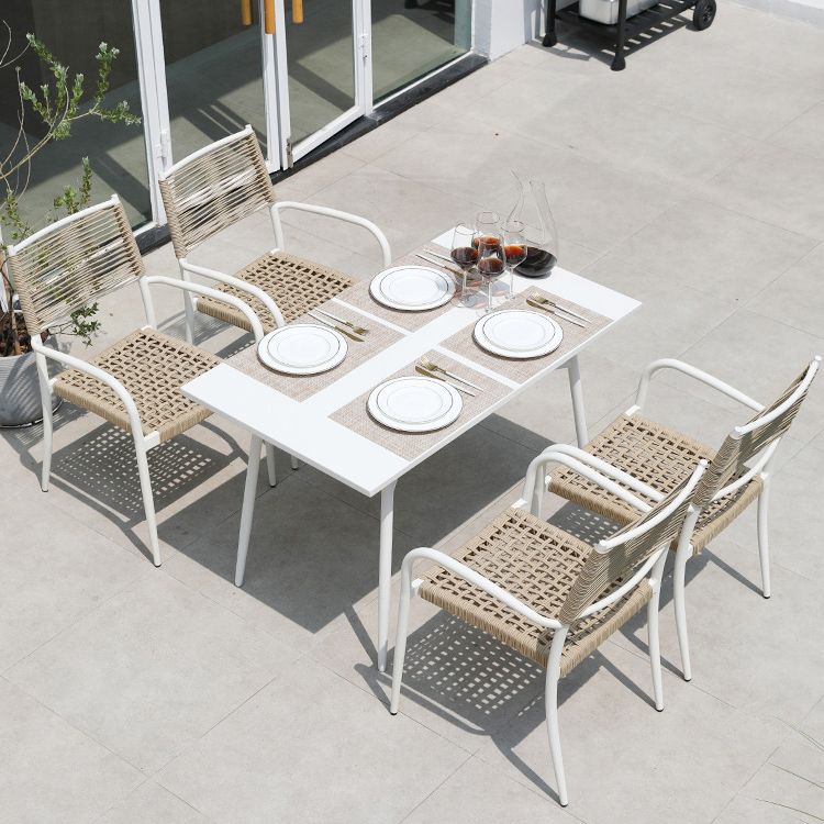 Modern Waterproof Courtyard Table Auminium Geometric Outdoor Table