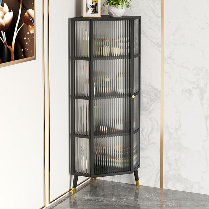 Metal Industrial Curio Cabinet Glass Doors Display Cabinet for Living Room, 16"L X 16"W