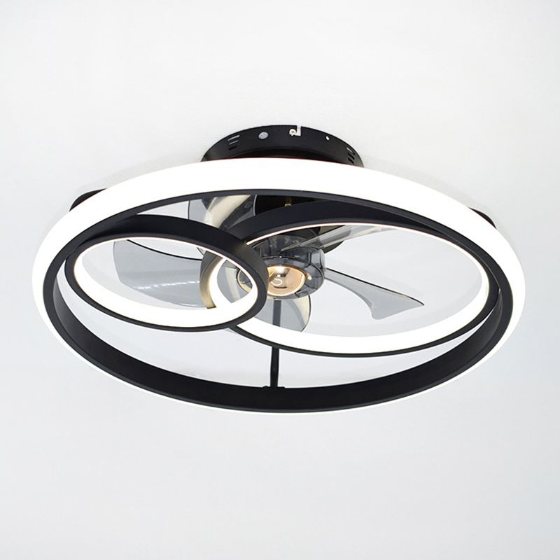 Metal Round Shape Ceiling Fan Modern Style 3 Lights Ceiling Fans Fixtures