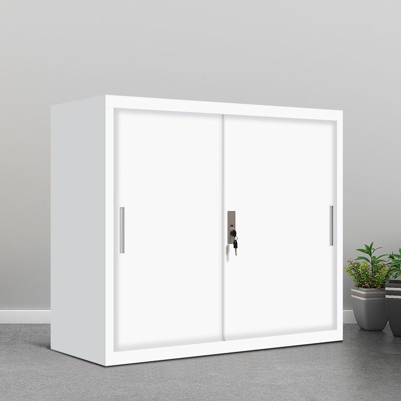 Contemporary File Cabinet Steel Frame Key Lock White Lateral File Cabinet for Office