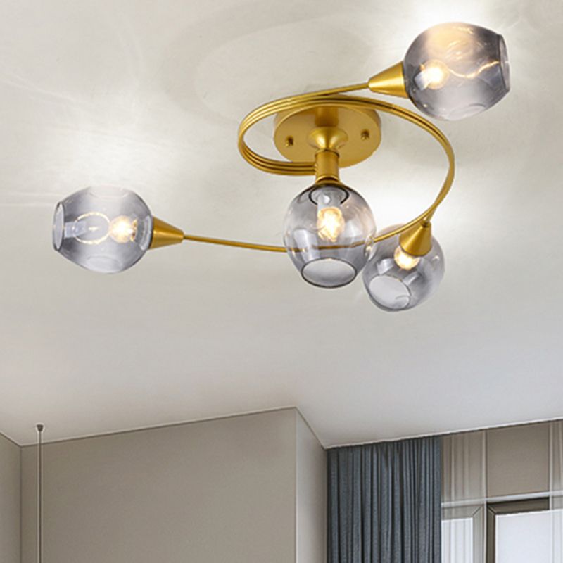 Bud Shade Study Room Affermazione Luce con braccio oro Glass vetro moderno semifulco la luce in grigio fumo