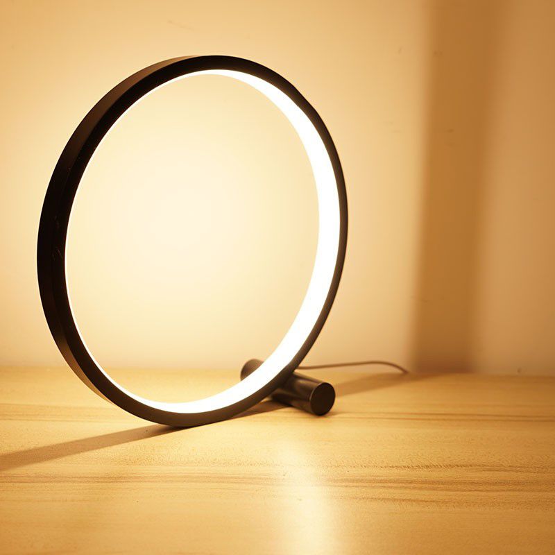 Modern Circle Shape Night Table Lamp Metal 1 Light Nightstand Lamp