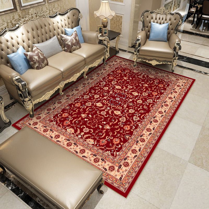 Fancy Traditional Carpet Medallion Print Polyester Rug Stain Resistant Rug for Home Decor