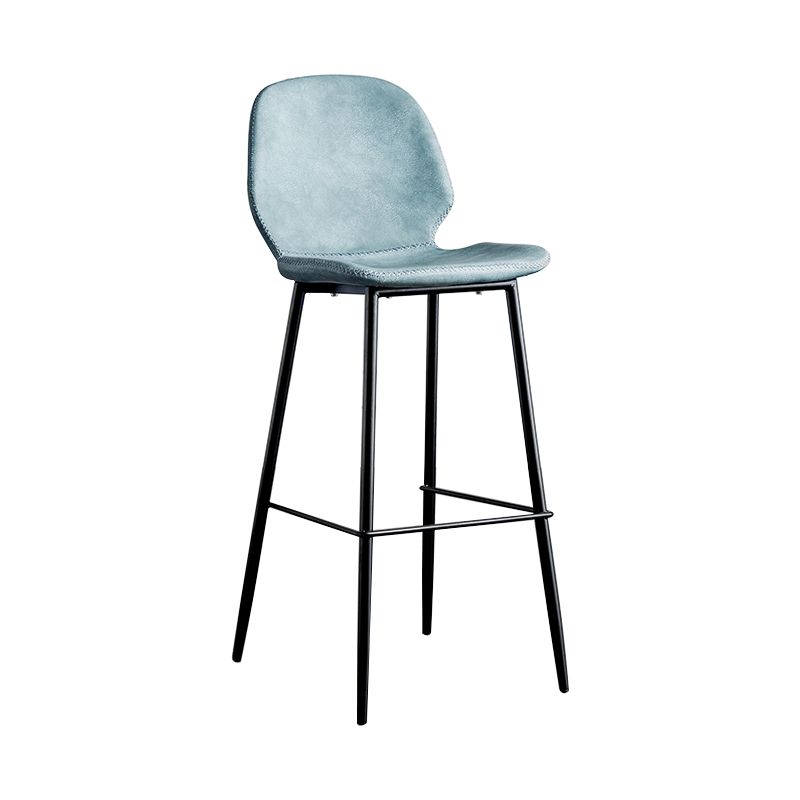 Modern Armless Backrest Counter Stool Iron Bedroom Bar Stool with Leather Cushion