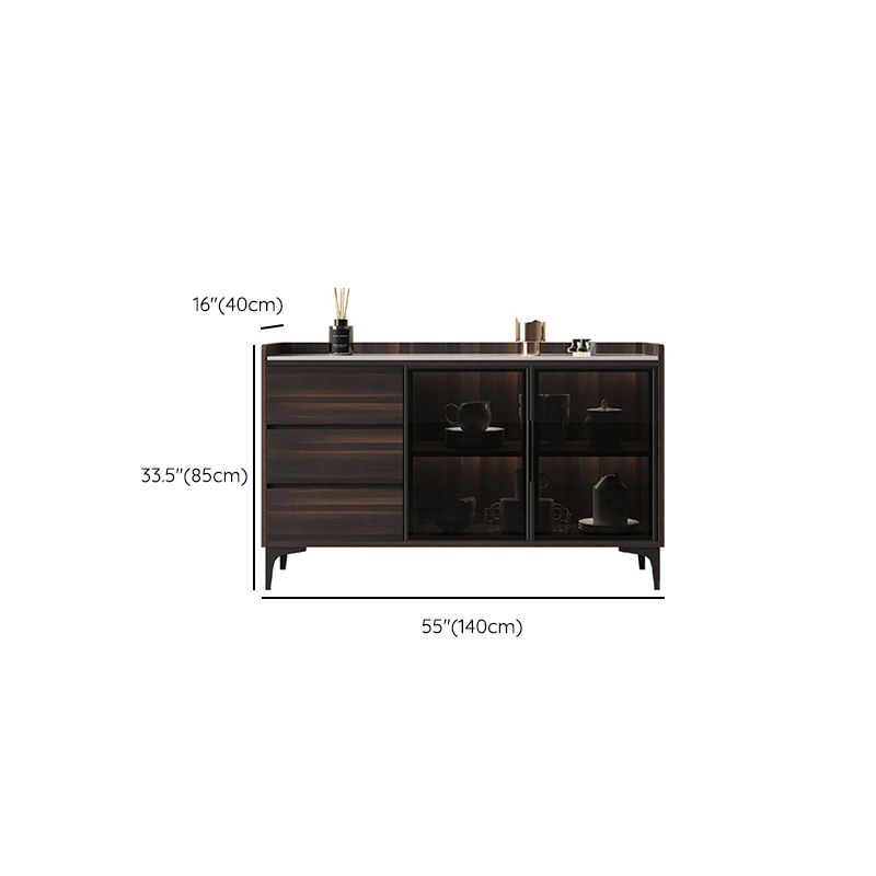 Contemporary Solid Wooden Buffet Sideboard Dining Room Credenza with LED Lights