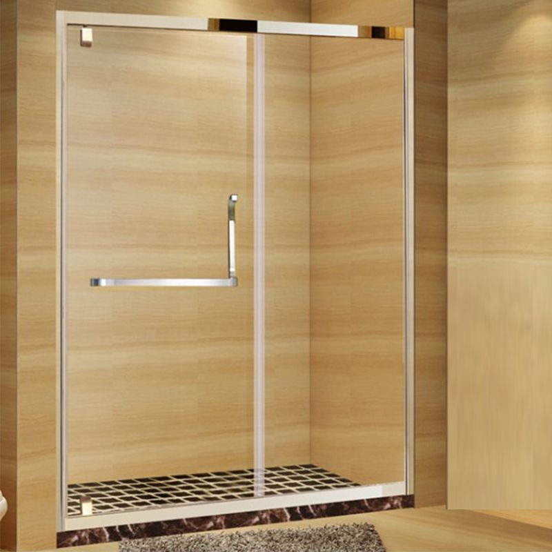 Glass and Metal Shower Bath Door Simple One-Line Shower Door