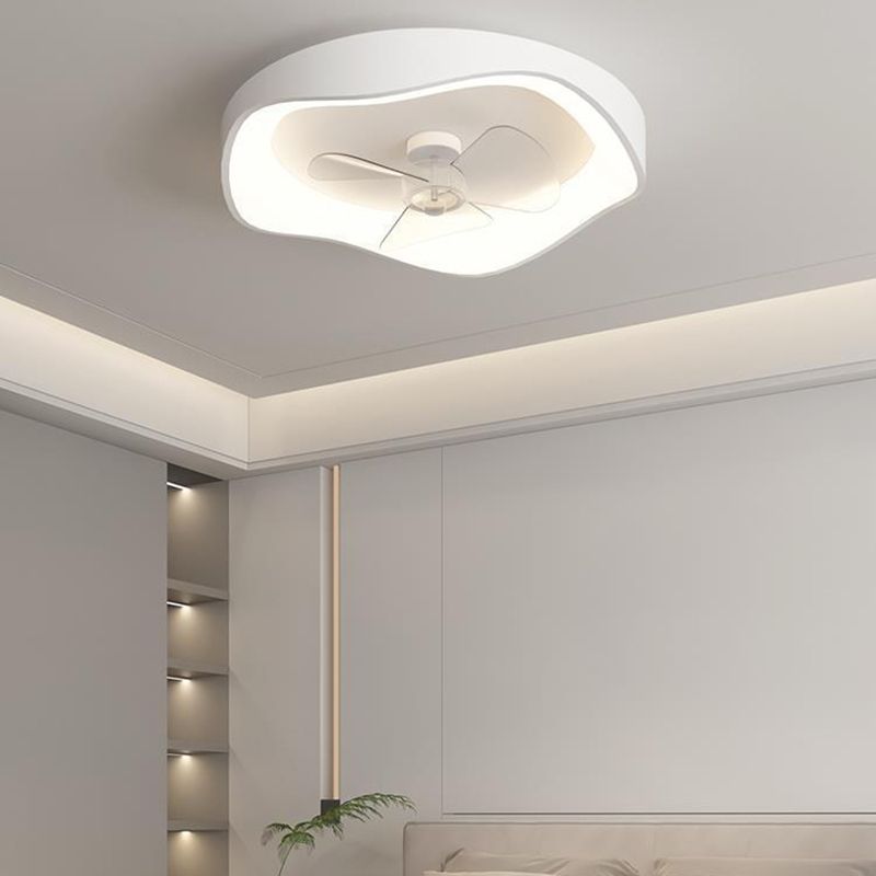 Contemporary 3-Blade Ceiling Fan White LED Fan with Light for Home