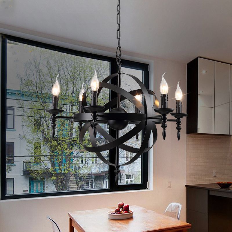 Exposed Bulb Chandelier Pendant Light Industrial Metal Ceiling Light with Hanging Chain for Restaurant