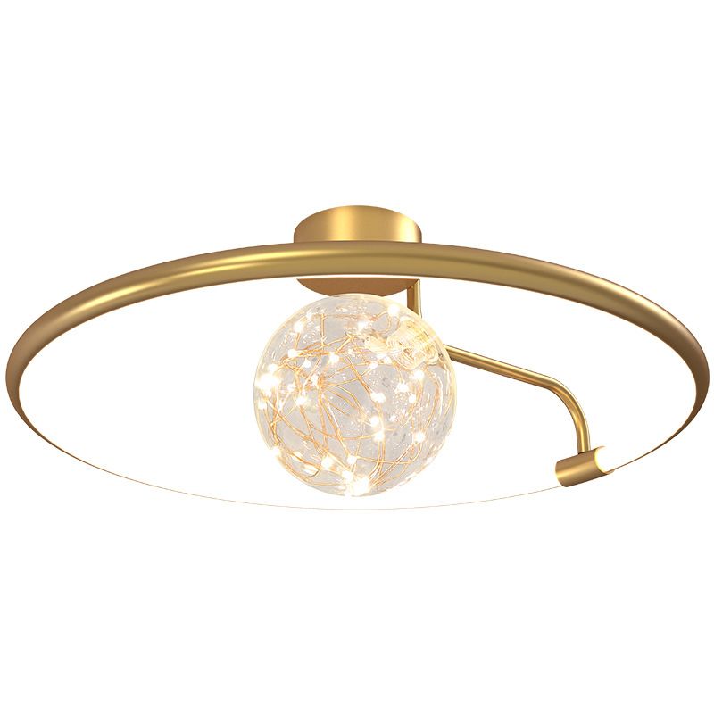 ANILLO Círculo Semi Flush Mount Lighture Simplicidad moderna Luz de montaje de techo Fixtura para dormitorio