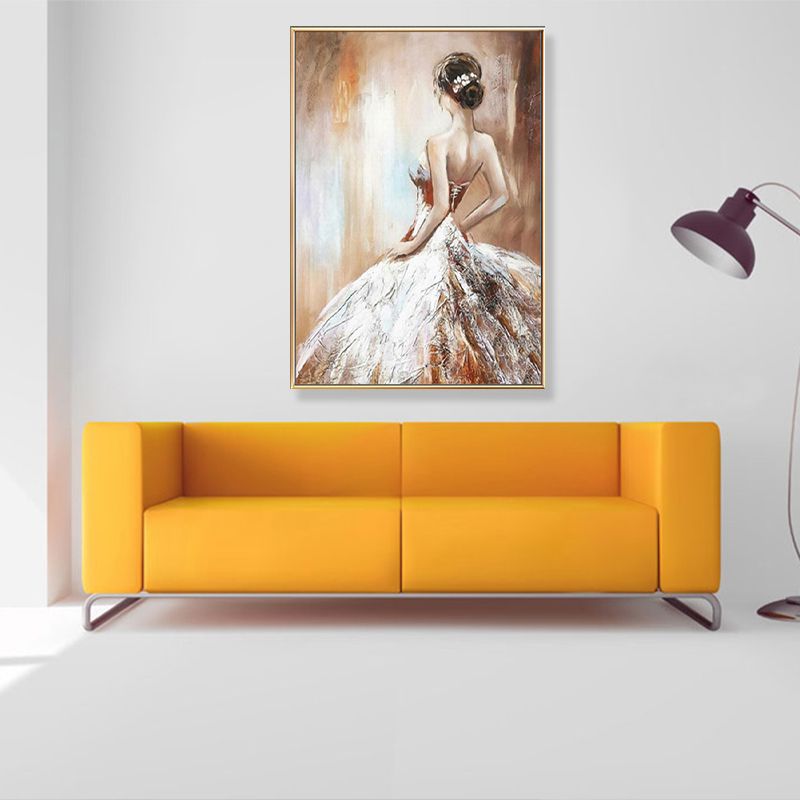 Dressing Maiden Back Scene Canvas Textured Glam Style for Girls Bedroom Wall Art Decor