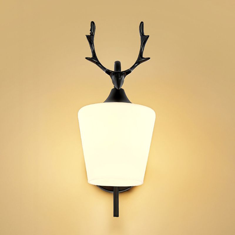 Nordic Style Vanity Light Antler Shape Vanity Lamp with Glass Shade for Living Room