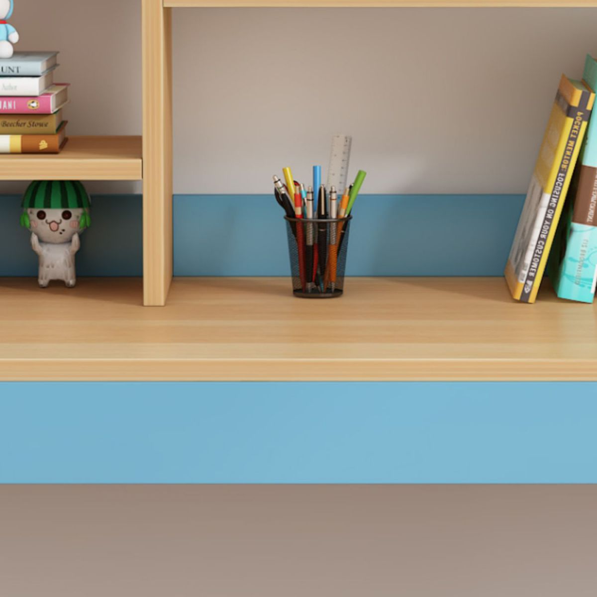 Home Kids Desk with Shelf Wooden Writing Desk Kids Desk and Chair