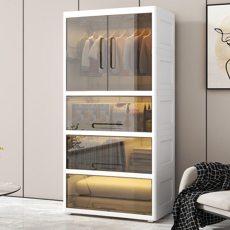 Plastic Youth Armoire with Door Contemporary Style Bedroom Armoire