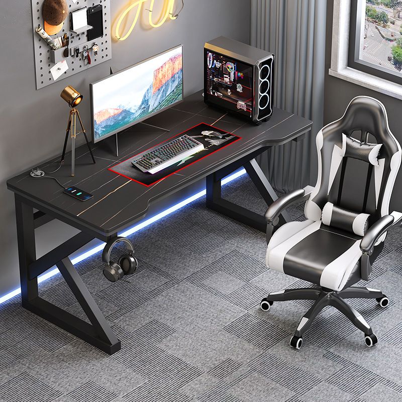 Industrial Stone Gaming Desk 29.53" Tall Computer Desk with Sled Base