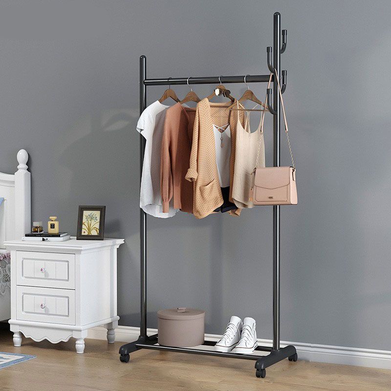 Classic Solid Color Coat Rack Free Standing Clothes Hanger with Storage Shelving