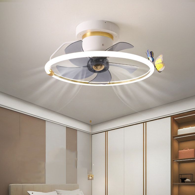 LED Ceiling Fan Lamp Minimalist Style Metal Flush Mount Ceiling Light for Bedroom