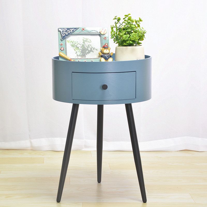 Contemporary One-Drawer Night Table Metal Nightstand with 3 Legs