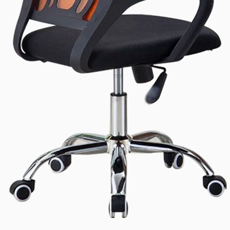 Mid-back Office Chair with Sponge Cushion Fixed Arm Metal Leg Desk Chair