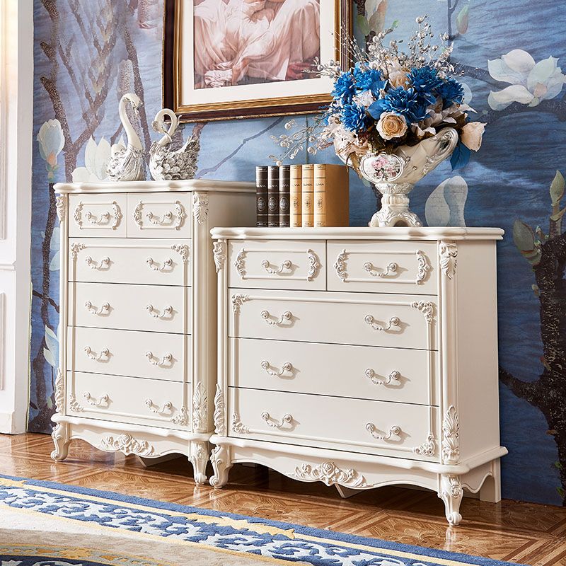 Classic Glam Wood Dresser White Storage Chest with Drawer for Bedroom