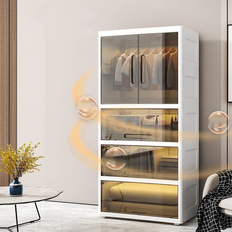 Plastic Youth Armoire with Door Contemporary Style Bedroom Armoire