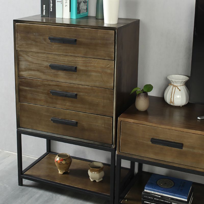 Industrial TV Media Console Solid Wood TV Stand with Drawers