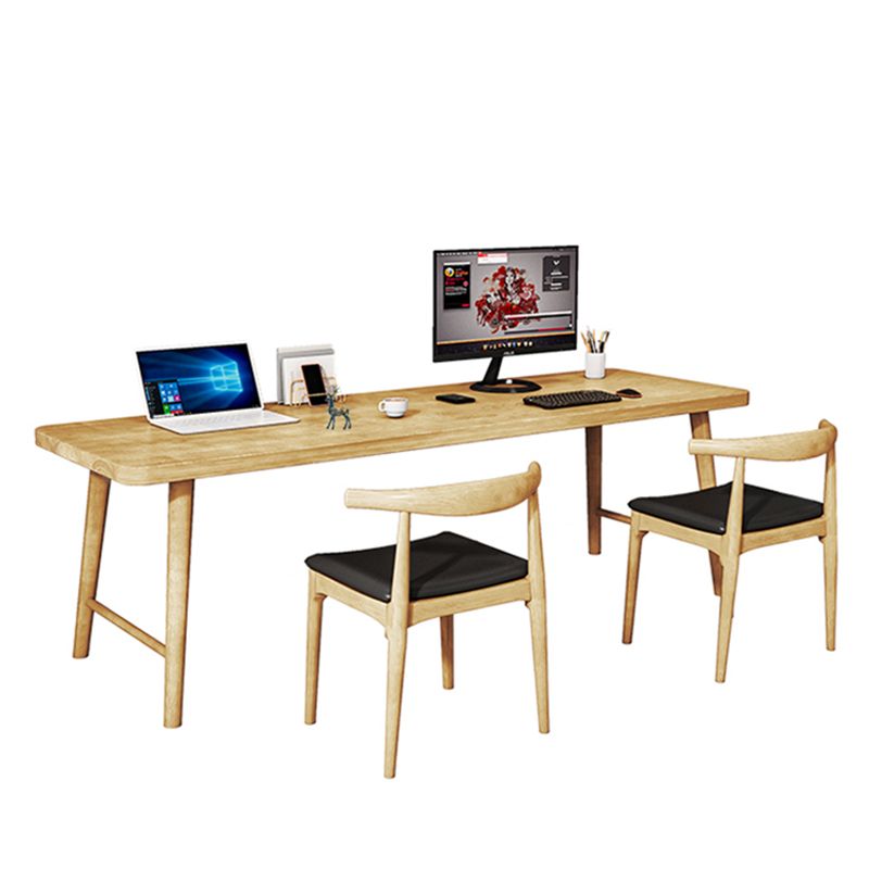 Modern Solid Wood Writing Desk 29.53" Tall Rectangle Office Desk with H-Base