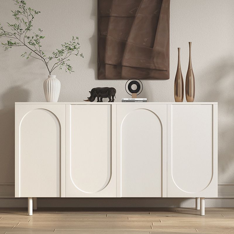 Contemporary White Wood Buffet Sideboard Adjustable Shelving Sideboard