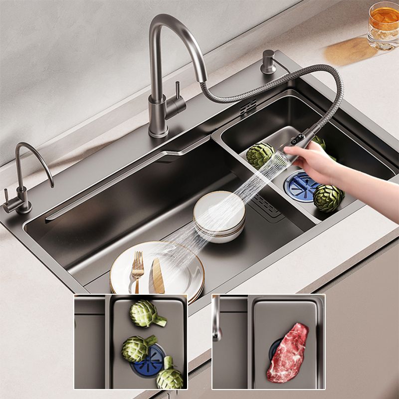 Contemporary Style Kitchen Sink Set Stainless Steel Friction Resistant Kitchen Sink Set