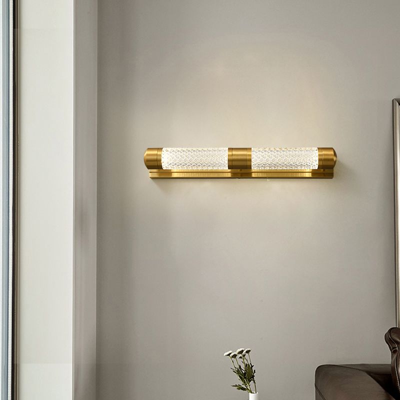 Metal Linear Mirror Wall Light Modern Multi Lights Wall Light Fixture in Brass