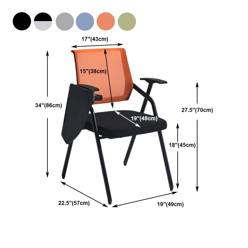 Steel Frame Folding Conference Chair Black Cotton Seat Chair with Fixed Arms