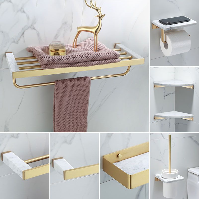 Polished Brass Bathroom Accessory Set Marble Bathroom Hardware