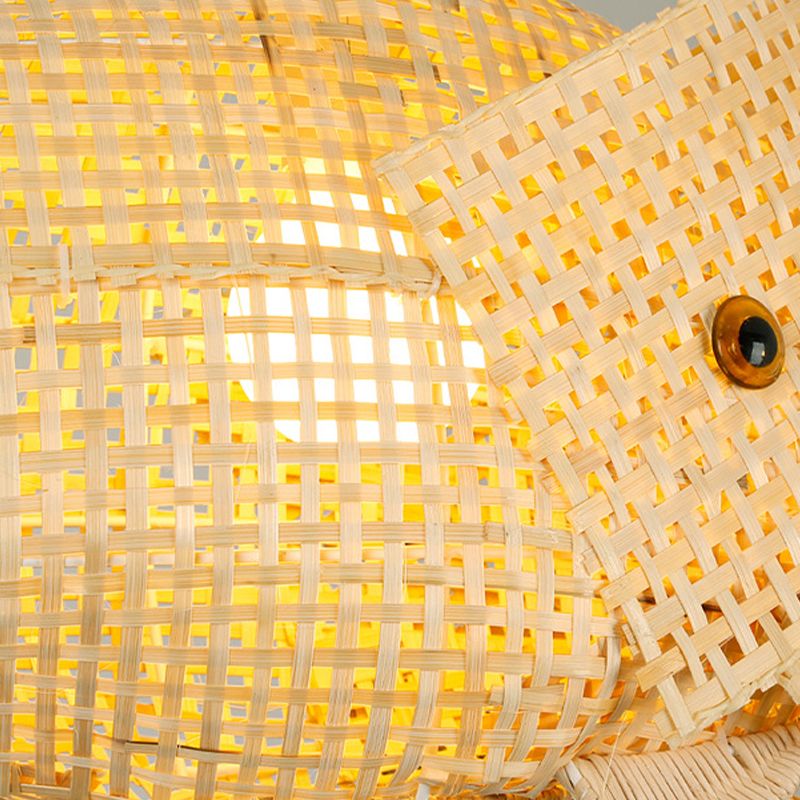 Fischform 1 leichte Bambushängelampe moderne einfache Bambus -Anhänger Licht für Wohnzimmer