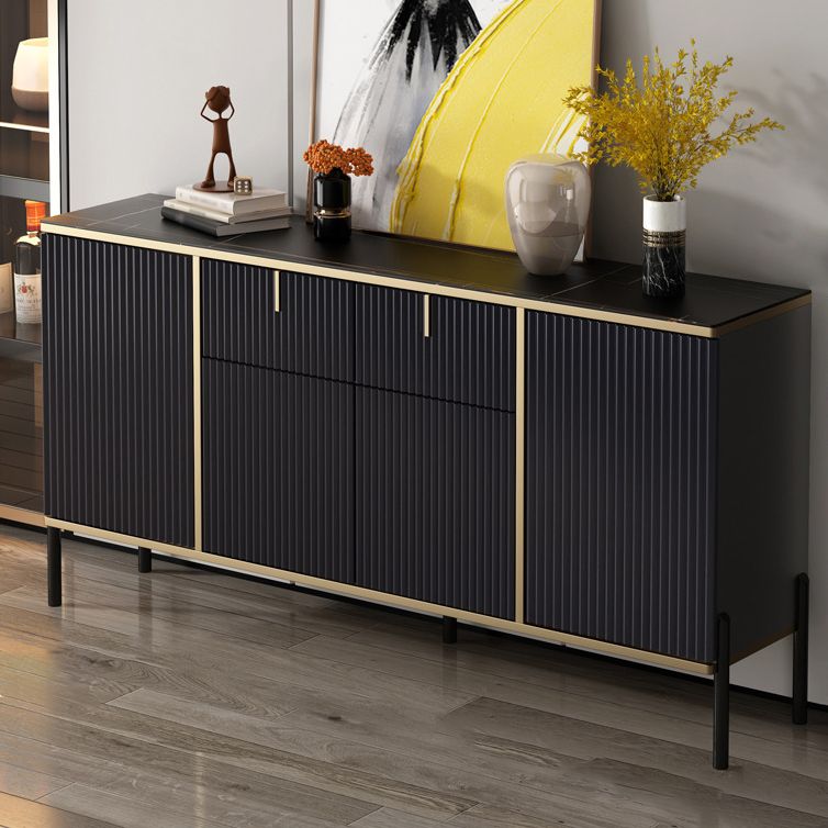 Glam Style Buffet Sideboard Sintered Stone Top Server with Door and Drawer