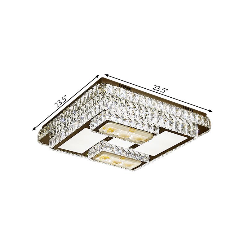 Fixage monté sur le plafond oblong Simple Crystal Crystal Rayon LED LED à chasse d'eau avec motif de lotus en chrome