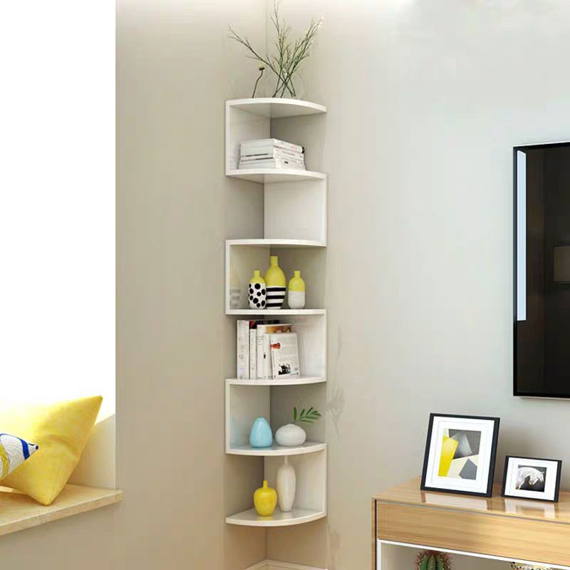 Contemporary Wall Mounted Bookcase Engineered Wood Bookshelf