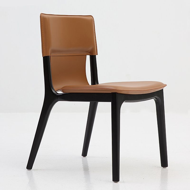 Contemporary Solid Back Armless Dining Chairs for Home Leather Dining Chairs