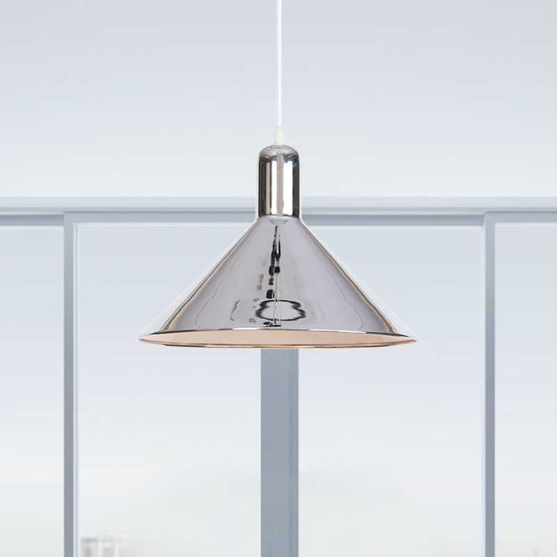 Conical Pendant Lighting with Electroplate Metal Shade Single Light Modern Hanging Light