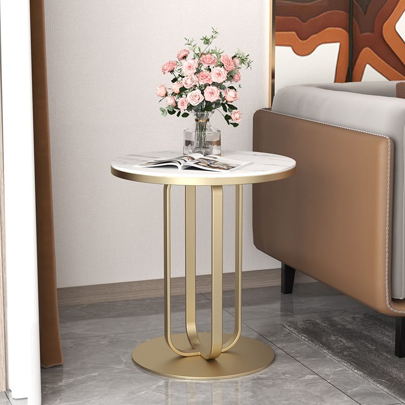 Metal End Table 21.65" Tall Modern Round Pedestal Side Table for Living Room