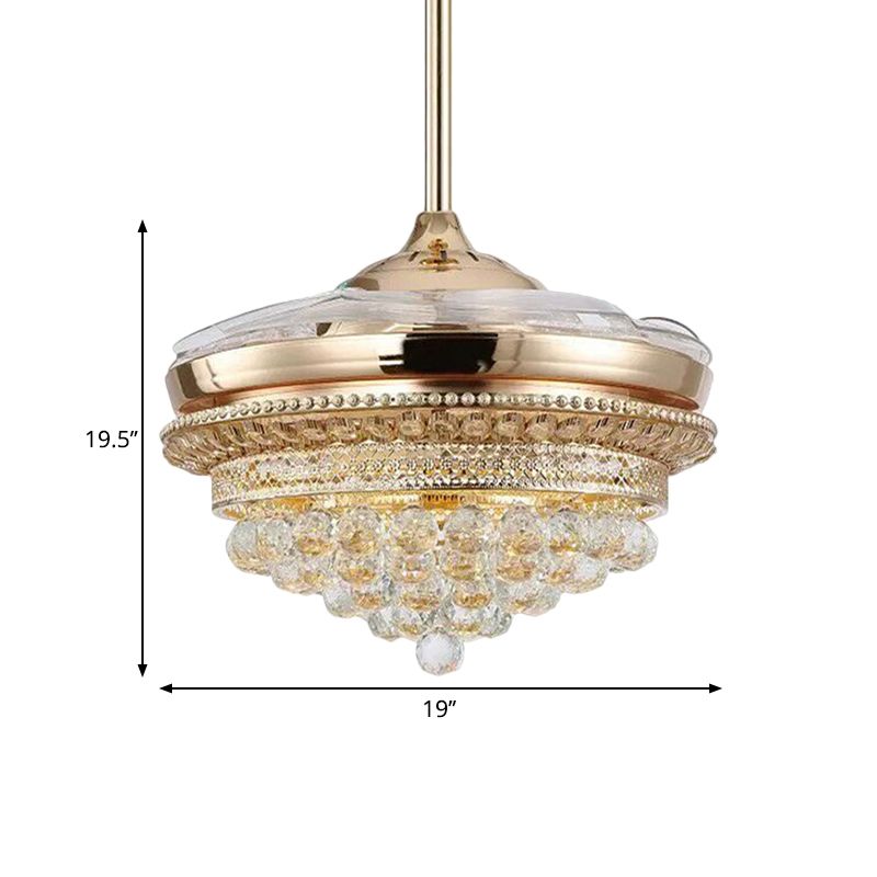 19 "W Gouden LED Conic Semi Flush Lamp Minimalisme Crystal Ball Hangende ventilator Verlichting armatuur