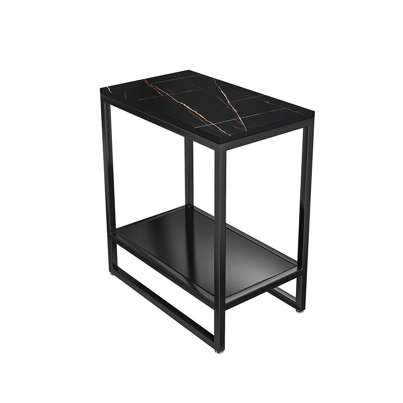 21 Inch H Modern Nightstand Glass Top Open Storage Shelf Included Night Table