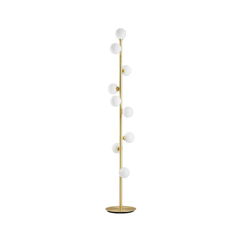 Modernism Modo Shade Floor Light White Glass 9-Head Living Room Reading Floor Lamp in Gold