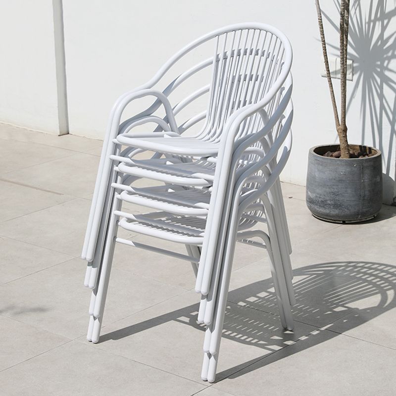 Modern White Dining Side Chair Stacking Outdoor Bistro Chairs