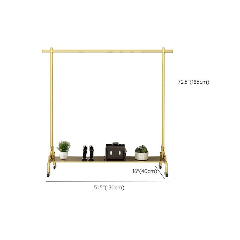 Glam Entryway Coat Rack Metal Framed Hanging Rail and Lower Shelf Coat Hanger