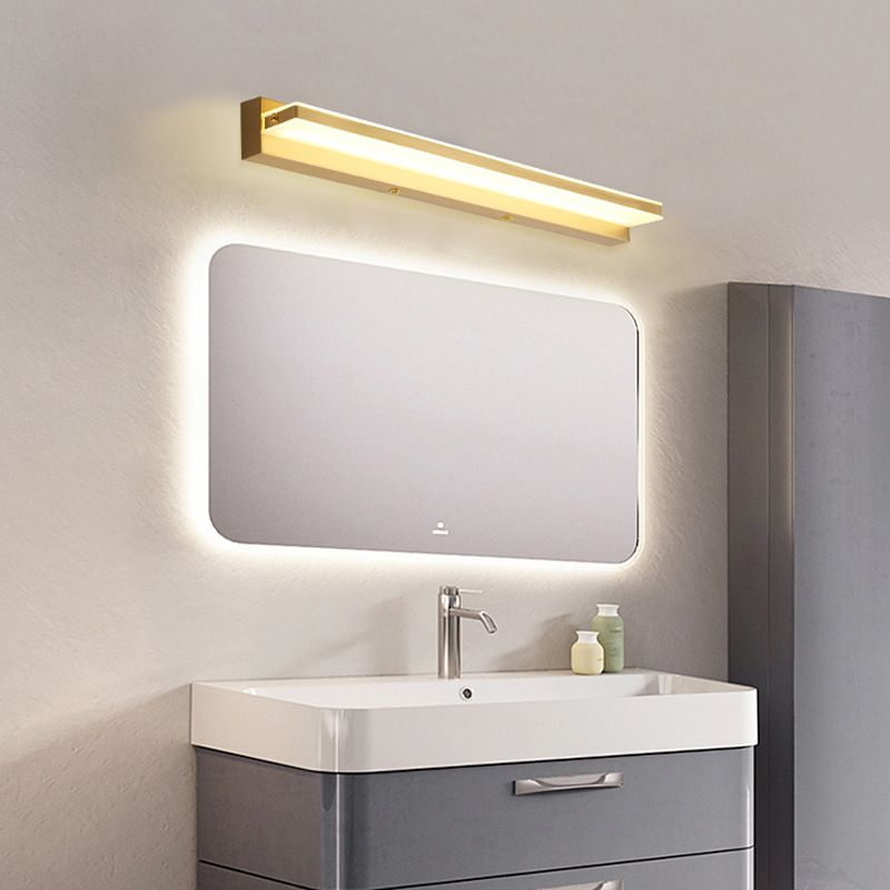 Modern LED Vanity Light Brass Mirror Front Light with Acrylic Shade for Hotel