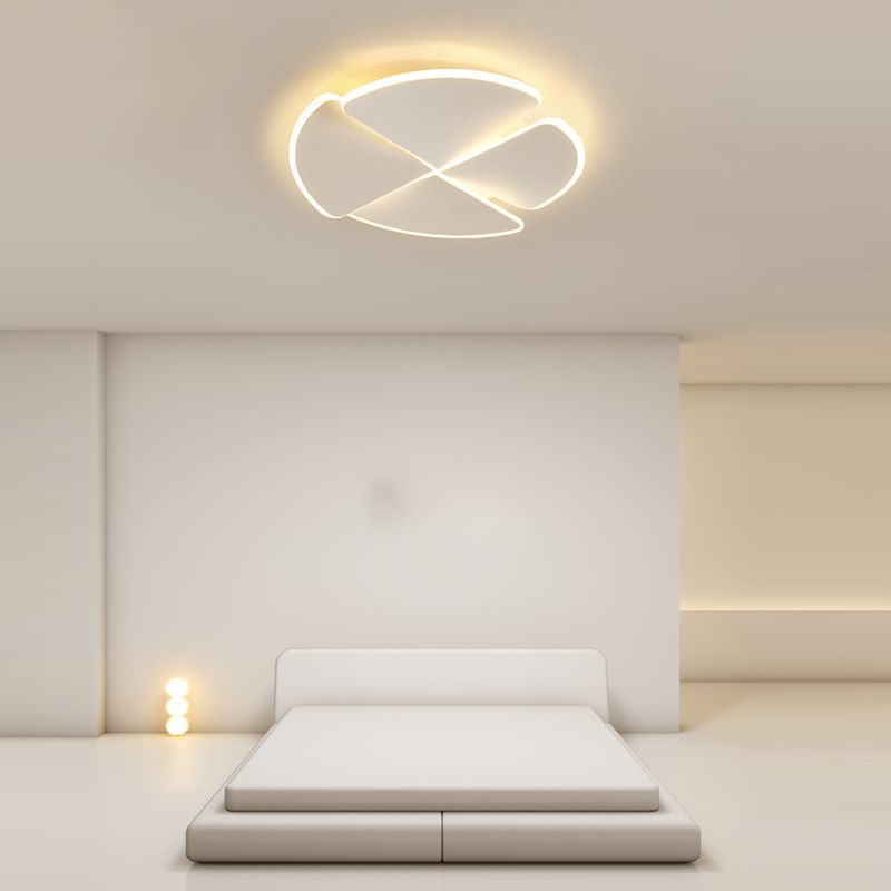 Geometric LED Flush Lighting Modern Flush Mount Lighting in White Finish